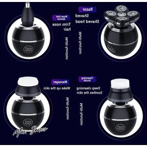 Mrs. Jones Mannen Grooming Kit Wet&Dry Waterdicht Oplaadbaar 5D Hoofd Scheerapparaat voor Kale Mannen .