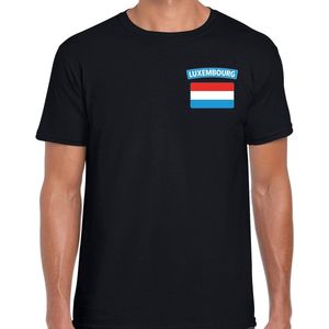 Luxembourg t-shirt met vlag zwart op borst voor heren - Luxemburg landen shirt - supporter kleding L