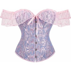 Vintage Strapless Dameskorset met Kanten Mouwen in Lila – Perfect voor Bruidsmode