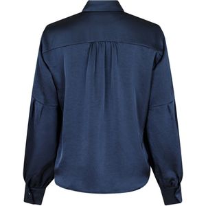 Neo Noir Dames blouse blauw (Maat: 34) - Effen - Halslijn: Kraag,