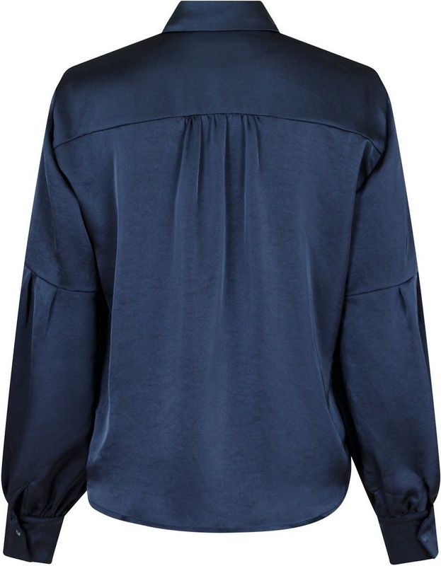 Neo Noir Dames blouse blauw (Maat: 34) - Effen - Halslijn: Kraag,