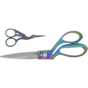 Schaar Premium geschenkset inclusief dressmaking-schaar ooievaar borduurschaar regenboog 20cm 95cm