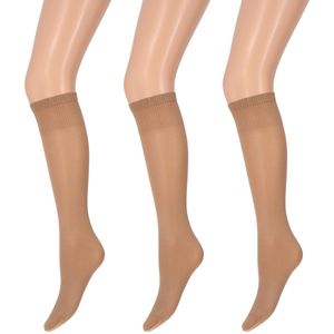 Marianne - Dames Kneehighs Shiny Panty - 35Den - 3-Pack - Maat One Size - Wineblush