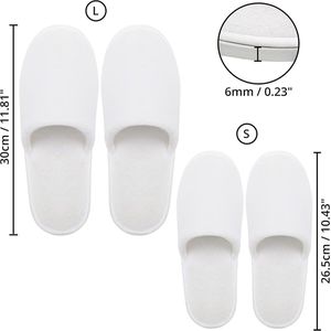 Zachte spa slippers in wit met tasje (12 paar) - gesloten teen wasbaar herbruikbaar - twee maten (S, L) past mannen & vrouwen - badkamer, gasten, reizen, huis, huwelijk, hotel