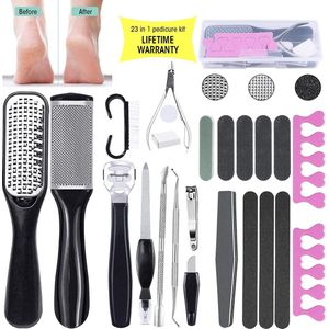 23-in-1 pedicure set professionele pedicure kit roestvrij staal manicure set voetvijl eeltverwijderaar eelttrasp eeltverwijdering, voor heren, dames, salon en thuis voetverzorging