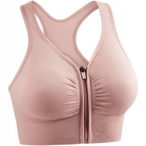 *** Sportbeha met voorsluiting XL valt als L - Pastel Paars - Extra Large -Sport BH met Rits - Sport BH met Voorsluiting - Sport BH Shock - Compressie BH YOGA van Heble® ***