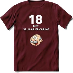 18 met 32 jaar ervaring T-Shirt | Grappig Abraham 50 Jaar Verjaardag Kleding Cadeau | Dames – Heren - Burgundy - S