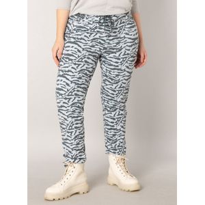 Yesta Skinny Broek met Zebraprint Grijs