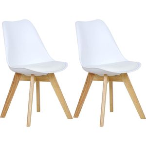Rootz Set van 2 Eetkamerstoelen - Keukenstoelen - Comfortabele zitplaatsen - Schuim met hoge dichtheid - Massief houten poten - Vloerbescherming - 48 cm x 42 cm x 82 cm