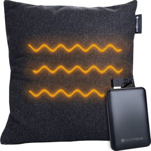 Silvergear Warmtekussen Elektrisch & Oplaadbaar - Warmte Kussen met Powerbank - 45x45 - Donkergrijs