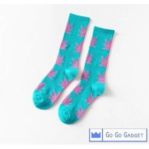 Go Go Gadget - Huissokken - Turquoise met Roze - 1 Paar