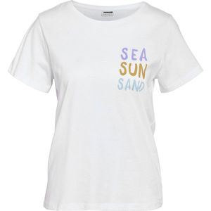 Noisy may T-shirt Nmsun Nate S/s T-shirt Jrs Fwd 27030257 Bright White/viva La Vida Dames Maat - S