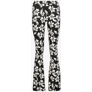 TwoDay flared dames broek met bloemenprint zwart wit - Maat XL