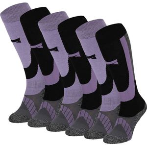 Xtreme Skisokken - 6 paar unisex skikousen kniehoogte - Multi Purple - Maat 39/42