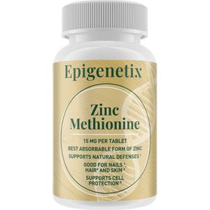 Epigenetix - Zinc Methionine 15 mg - 100 premium tabletten - Best opneembare vorm van zink, ondersteuning natuurlijke afweer, gezonde huid, haar en nagels & essentieel voor gebalanceerde stofwisseling