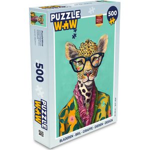 Puzzel Bladeren - Bril - Giraffe - Dieren - Design - Legpuzzel - Puzzel 500 stukjes