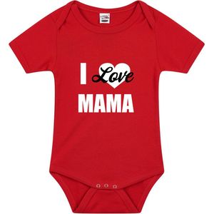 I love mama tekst baby rompertje rood jongens en meisjes - Kraamcadeau/ Moederdag cadeau - Babykleding 56