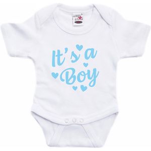Its a boy gender reveal cadeau tekst baby rompertje wit jongens - Kraamcadeau - Babykleding 92