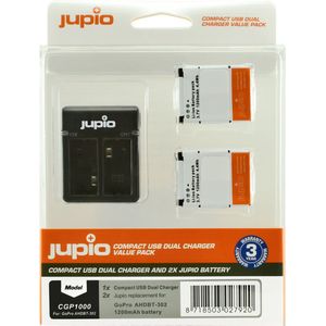 Jupio Kit: 2x Battery GoPro AHDBT-302 HERO3+ 1200mAh + Compact USB Dual Charger