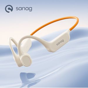 Sanag Bone Conduction Headphone - IPX8 Waterdicht - 32GB Geheugen - Geschikt Voor Zwemmen - 8 Uur Batterijduur - Sport & Fitness - Beige