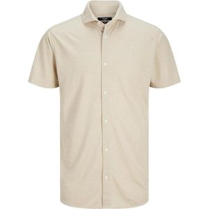 Jack & Jones Overhemd Jprblarian Pique Shirt S/s 12258626 Travertine/slim Fit Mannen Maat - M