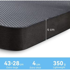 Kniekussen, zitkussen, multifunctioneel kussen, ideaal voor werkzaamheden in de tuin, huis en werkplaats, premium kniebeschermer, kniemat, zitonderlegger, 43 x 28 x 4 cm, zwart