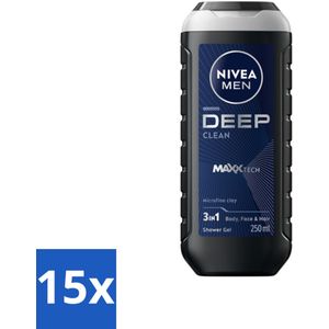 NIVEA MEN - Douchegel - Deep Clean - 250 ml - Bulkverpakking - 15 stuks