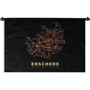 Wandkleed - Wanddoek - Stadskaart - Plattegrond - Kaart - Enschede - Nederland - 90x60 cm - Wandtapijt