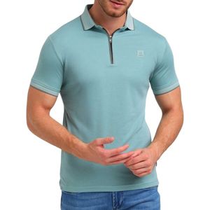 Gabbiano - Premium Zipper Polo - Blauw - Grijs - Heren