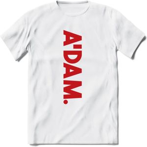 A'Dam Amsterdam T-Shirt | Souvenirs Holland Kleding | Dames / Heren / Unisex Koningsdag shirt | Grappig Nederland Fiets Land Cadeau | - Wit - XL