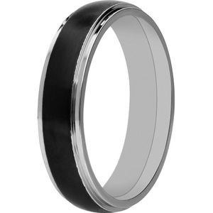 Lucardi Kinder Stalen ring mat zwart - Ring - Staal - Zilver - 14 / 44 mm