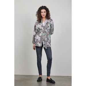 DIDI Dames Kimono sweat vest Lois met Cosmic Flower print taupe maat 40