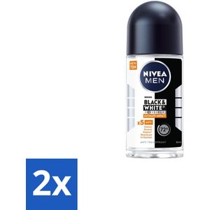 NIVEA MEN - Deodorant Roller - Black & White Ultimate Impact - 50 ml - Voordeelverpakking - 2 stuks