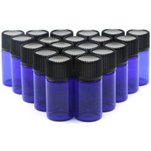 Mini glazen flesjes - 3ml - set van 20 - blauw glas - hoogwaardig borosilicaatglas
