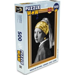 Puzzel Meisje met de parel - Vermeer - Goud - Lijsten - Legpuzzel - Puzzel 500 stukjes