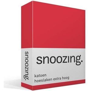 Snoozing - Katoen - Extra Hoog - Hoeslaken - Lits-jumeaux - 160x220 cm - Rood
