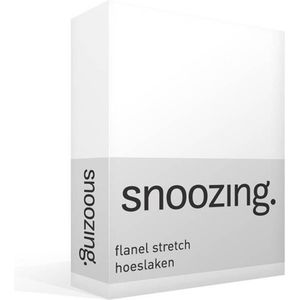 Snoozing stretch flanel hoeslaken - Extra breed - Wit