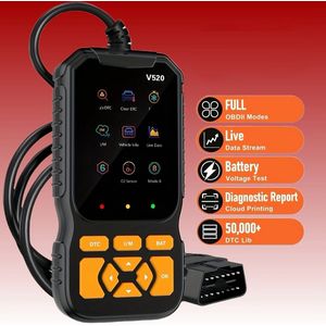 Geavanceerde OBDII/EOBD Auto Diagnose Scanner - Snelle OBD2 Foutcodelezer met Real-Time Datastroom, 35901 DTC-Bibliotheek & Accuspanningscontrole - Zonder Batterij - Geel