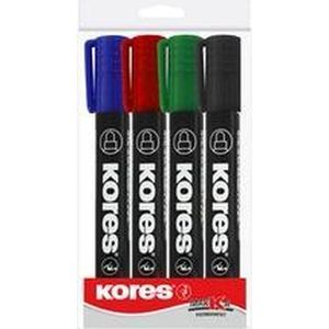 Kores Permanent Flipchart Marker ""K MARKER"" ronde punt etui 4 stuks ass.