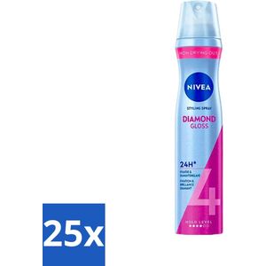 25 x NIVEA - Stylingspray - Diamantglans Verzorging - Sterkte 4 - 250 ml - Haarverzorging - NIVEA