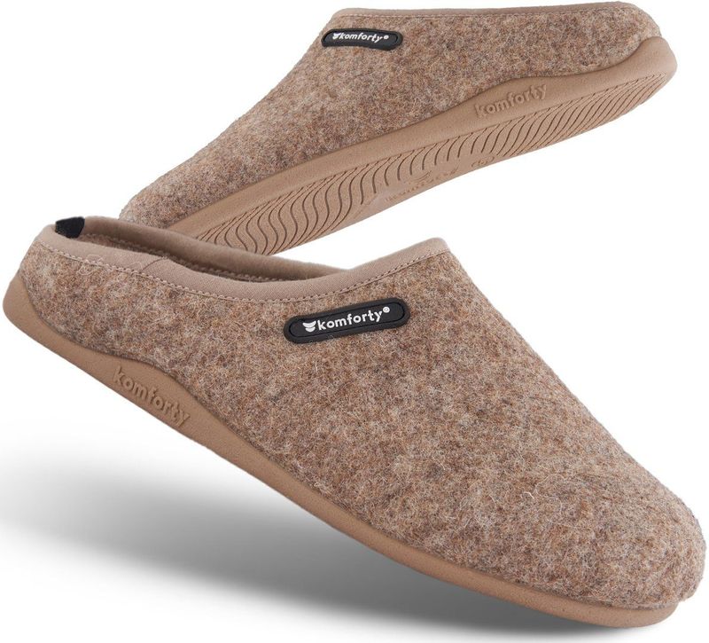 Komforty Pantoffels, uniseks, antislip pantoffels voor binnen en buiten, warme pantoffels, beige, 43 EU