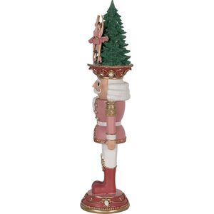 Clayre & Eef Kerstdecoratie met LED-verlichting Notenkraker 62 cm Roze Polyresin Kerstdecoratie Beeld