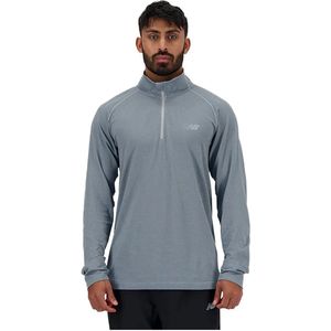 New Balance Mt41083 Half Rits Lange Mouw T-shirt Grijs L Man