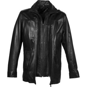 Zwarte Leren Parka - Heren - Roos - 100% Lamsleer - Afneembare Kraag