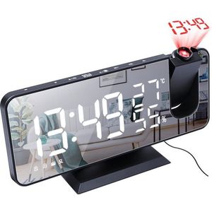 Nixnix® - Digitale Wekkerradio Zwart - Alarm Clock - Met projectie