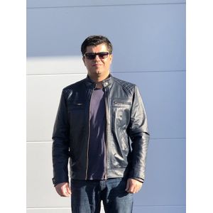 Dera Dore - Heren Leren Jas - Echt en Origineel Schapenleer - Luxe en Stijlvol Jas - Donker Blauw - S