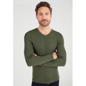 Damart - T-shirt met V-hals en lange mouwen fijn ribgebreid Thermolactyl Sensitive - Heren - Groen - (94-101) M
