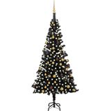 The Living Store zwarte kunstkerstboom - 240 cm - LED-verlichting - PVC