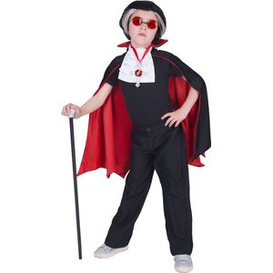 Funny Fashion - Vampier & Dracula Kostuum - Duistere Dracula Graaf Rood Van Bloed Cape Jongen - Rood, Zwart - One Size - Halloween - Verkleedkleding