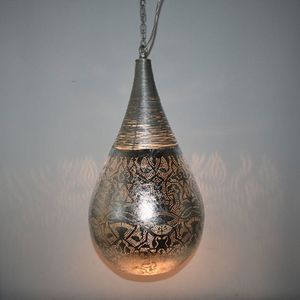 Oosterse metalen hanglamp Filigrain Druppel | 1 lichts | zilver | metaal | Ø 21 cm | 42 cm | sfeervol / traditioneel design